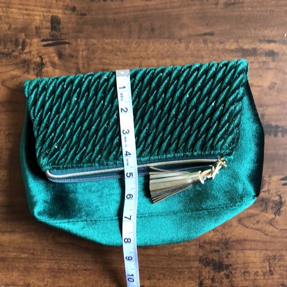 Vintage forest green sparkly velour clutch wristlet - Picture 8 of 8